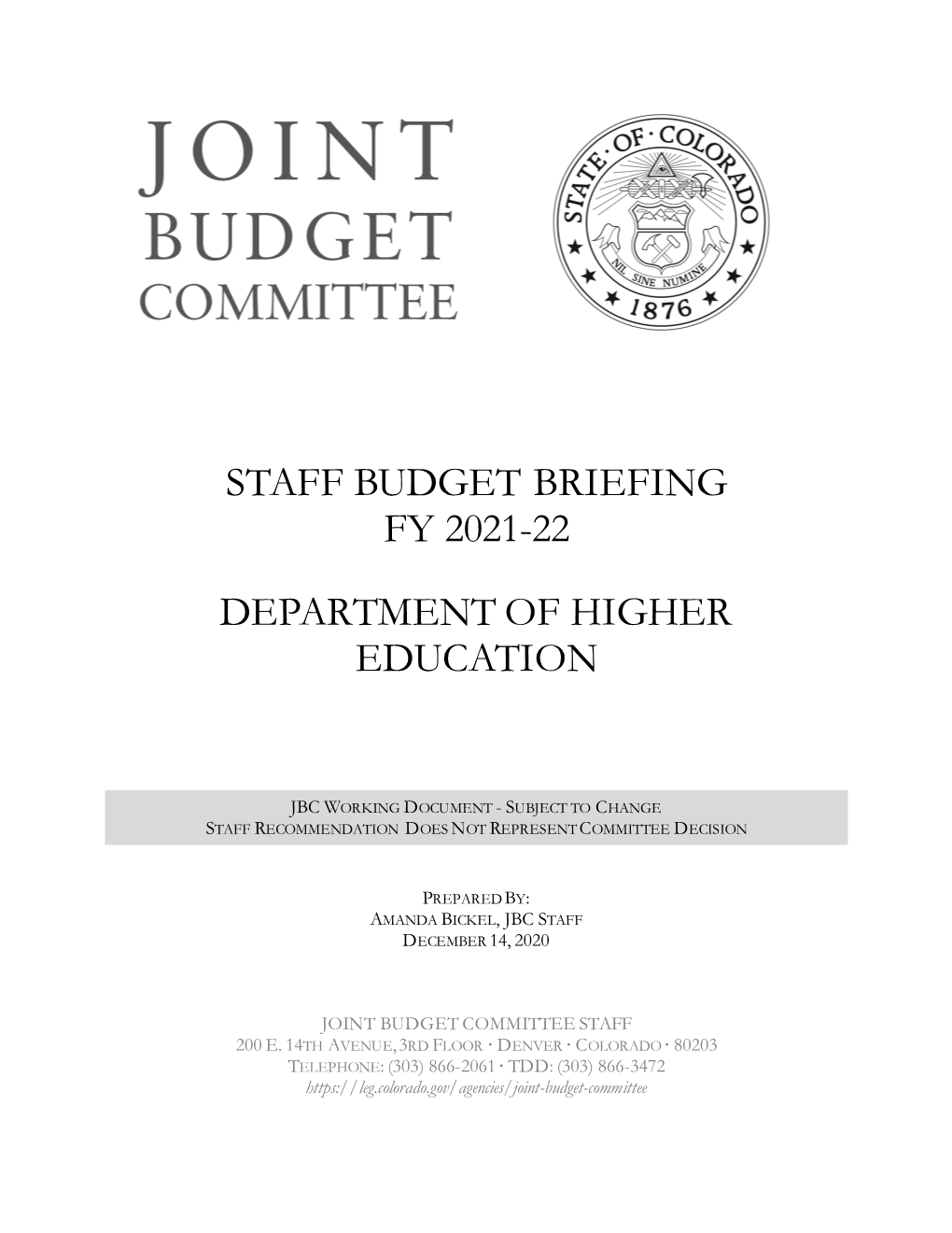 Staff Budget Briefing Fy 2021-22