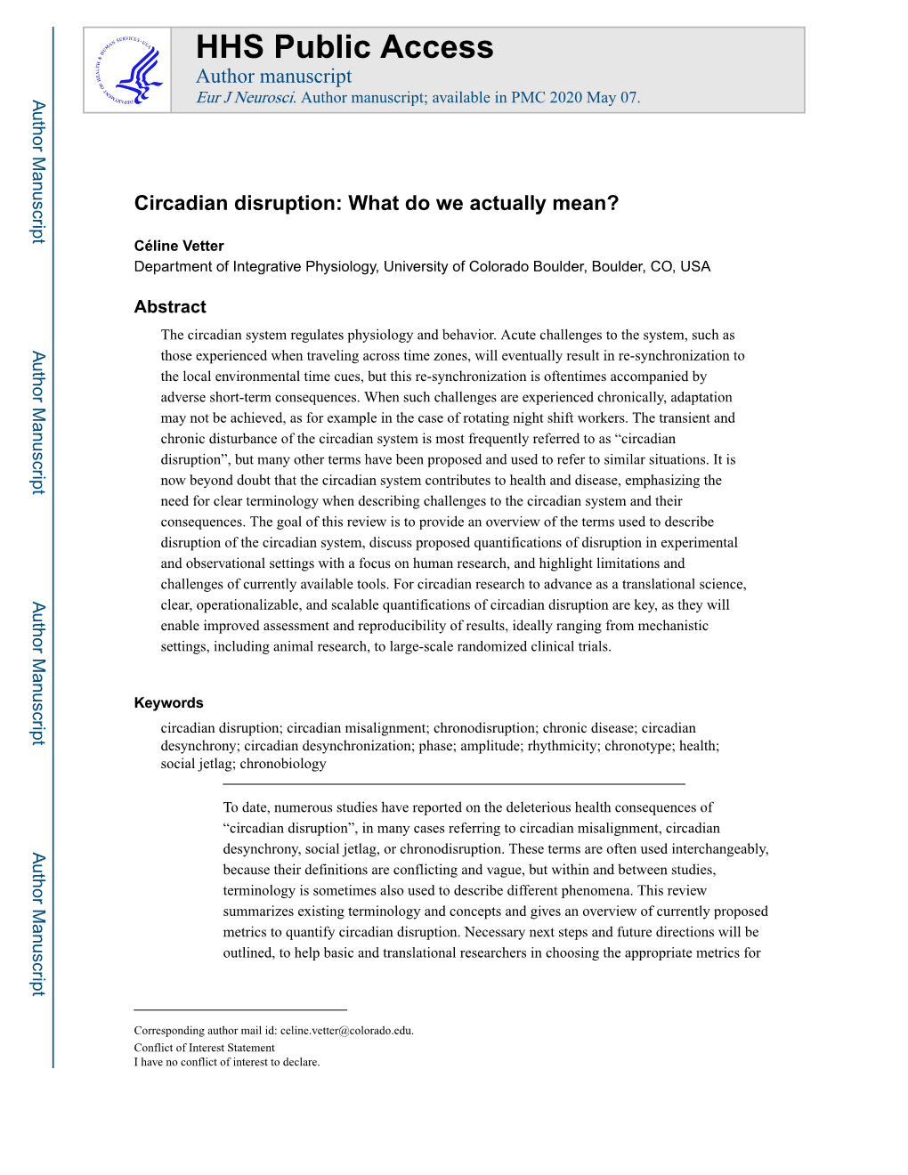 Circadian Disruption: What Do We Actually Mean?