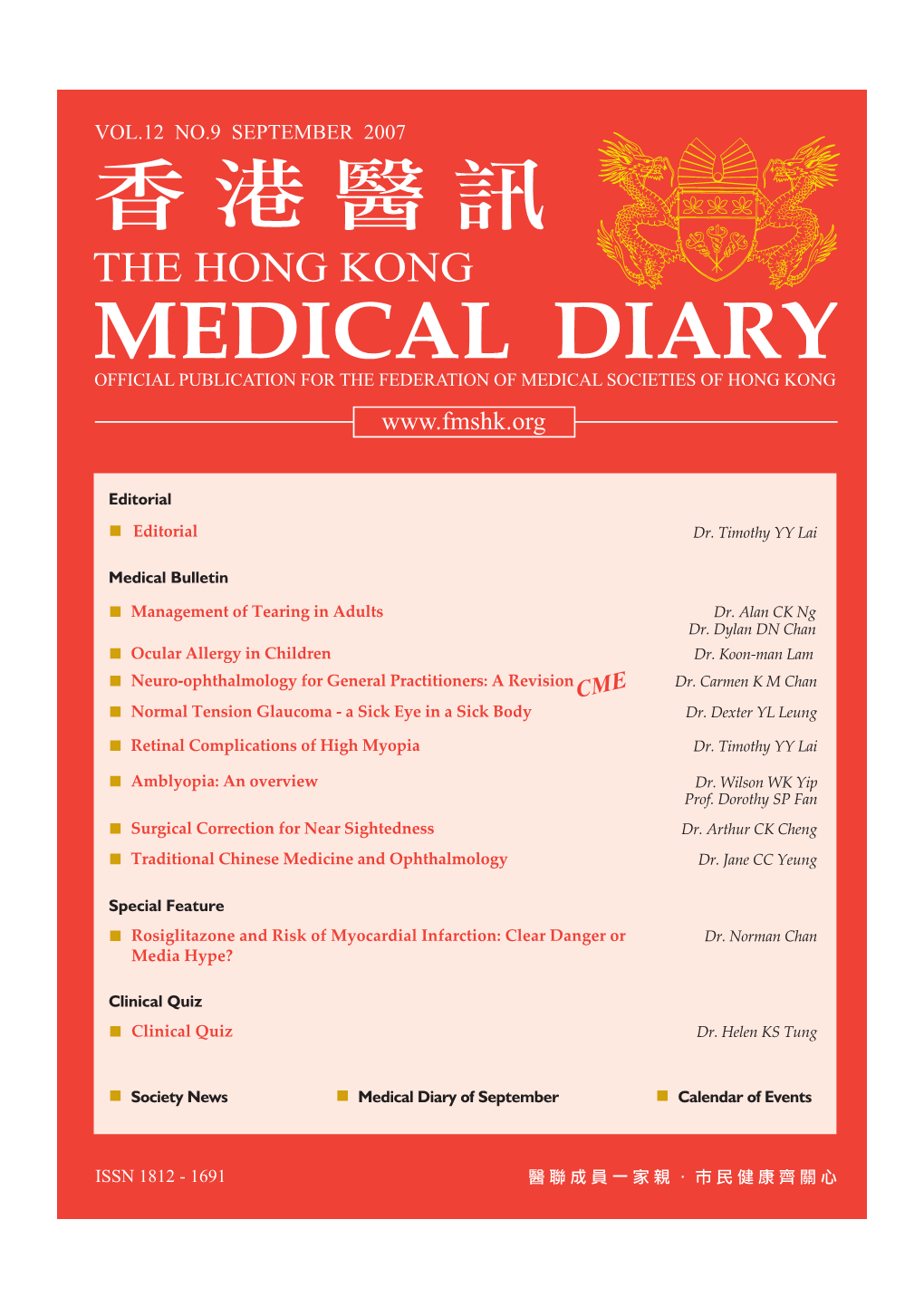 Medical Diary Official Publication for the Federation of Medical Societies of Hong Kong