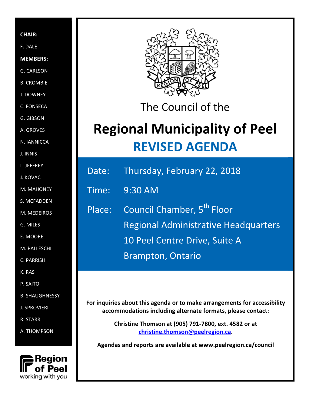 2018 02 22 REVISED Regional Council Agenda