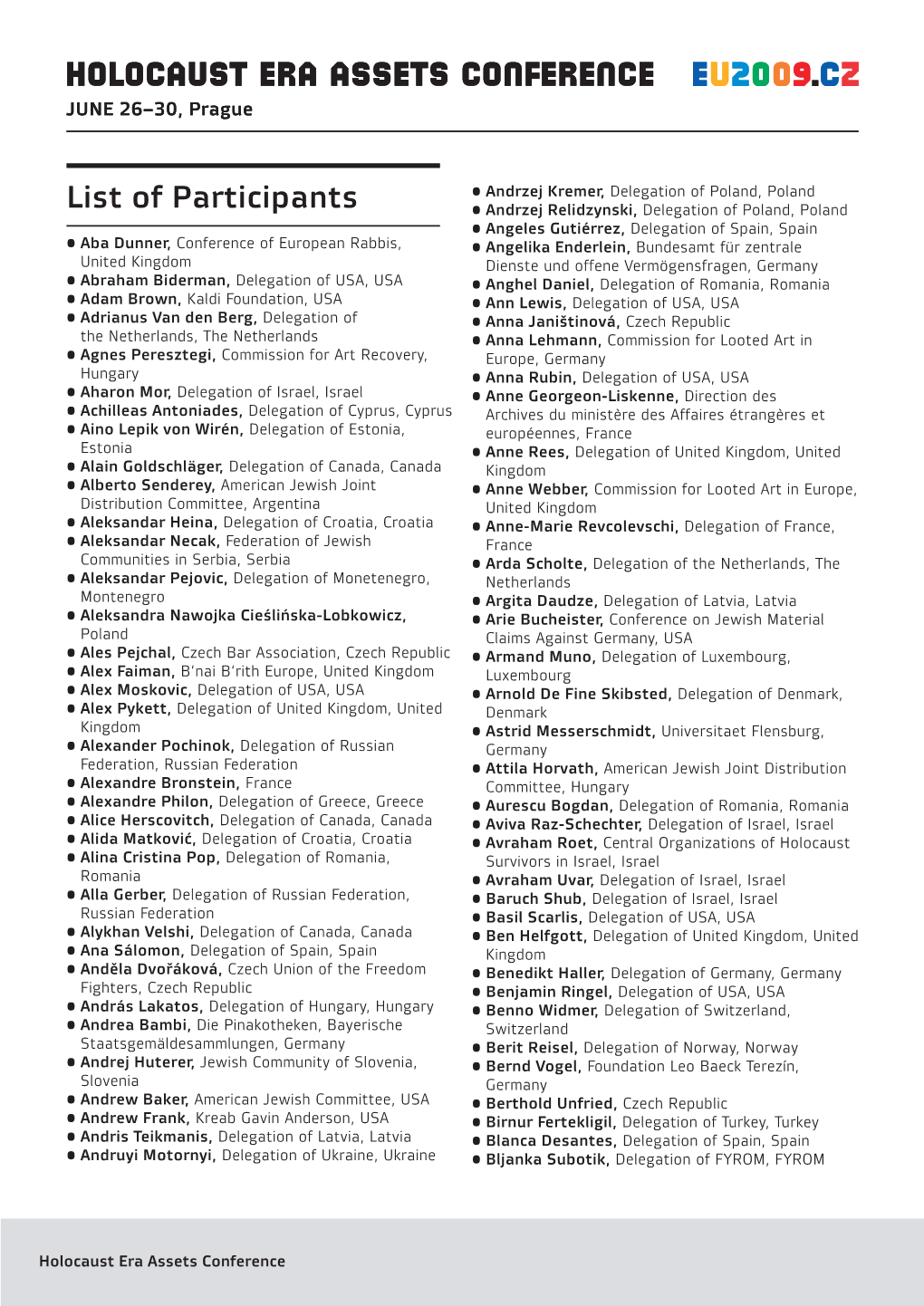 List of Participants