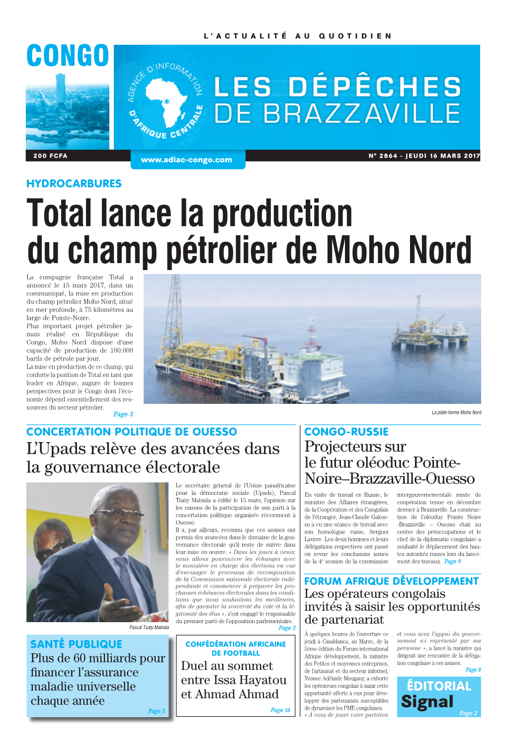 Total Lance La Production Du Champ Pétrolier De Moho Nord