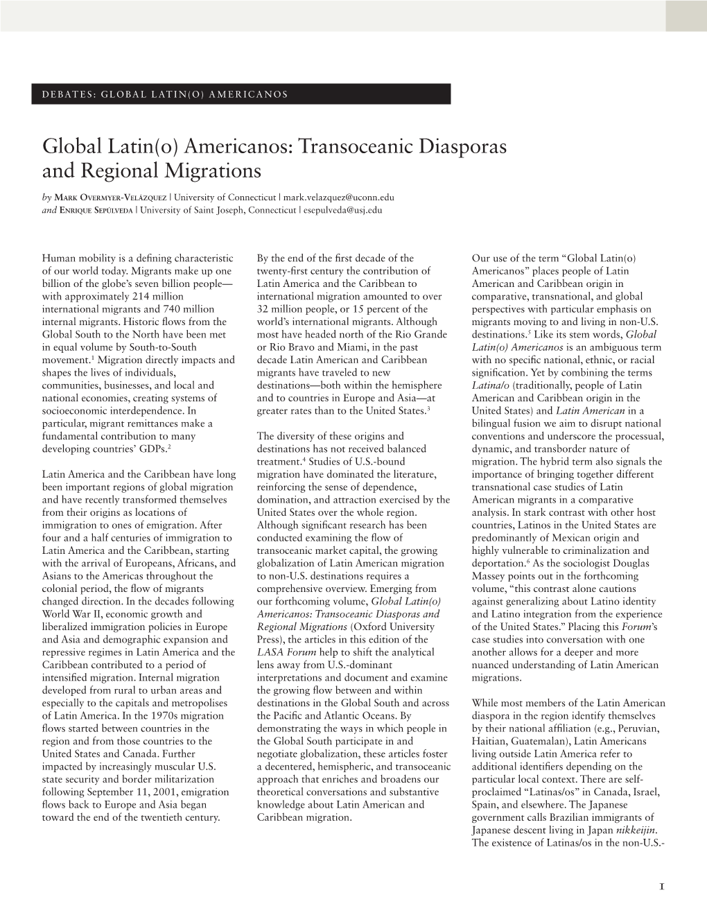 Global Latin(O) Americanos: Transoceanic Diasporas And