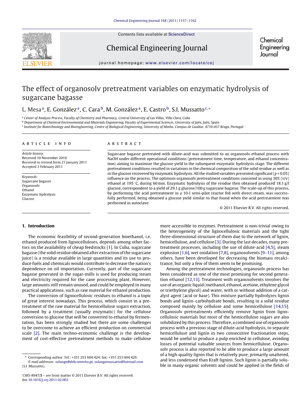 The Effect of Organosolv Pretreatment Variables on Enzymatic Hydrolysis of Sugarcane Bagasse