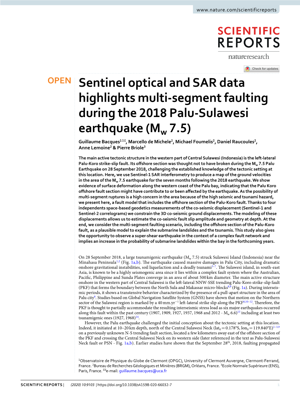 Sentinel Optical and SAR Data Highlights Multi-Segment