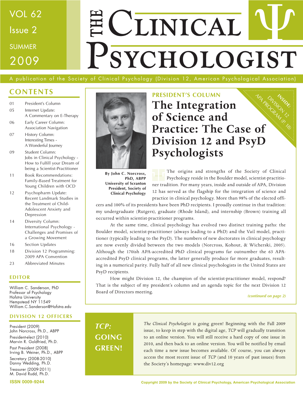 The Case of Division 12 and Psyd Psychologists