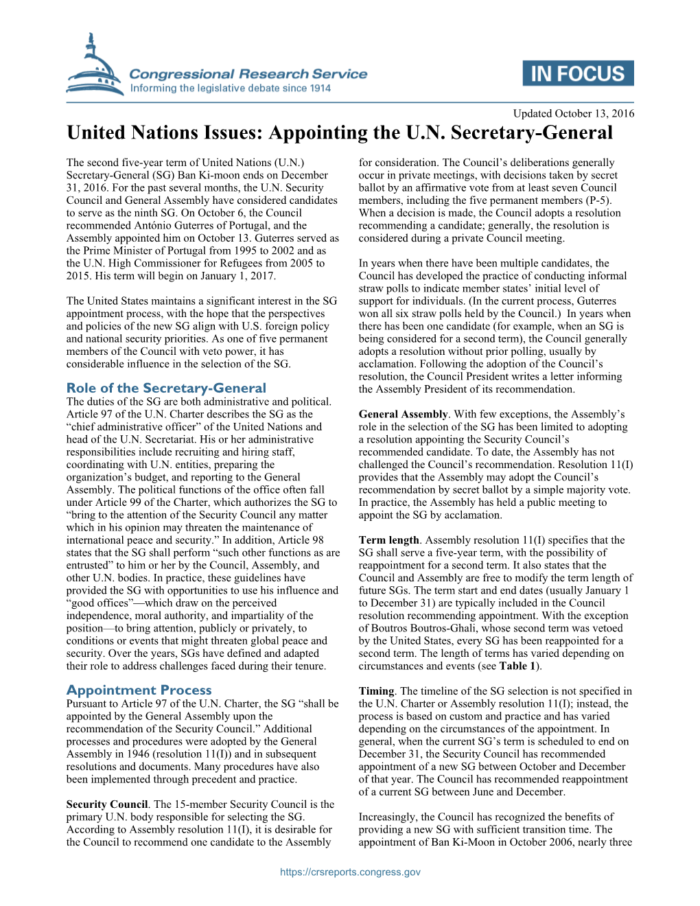 Appointing the UN Secretary-General