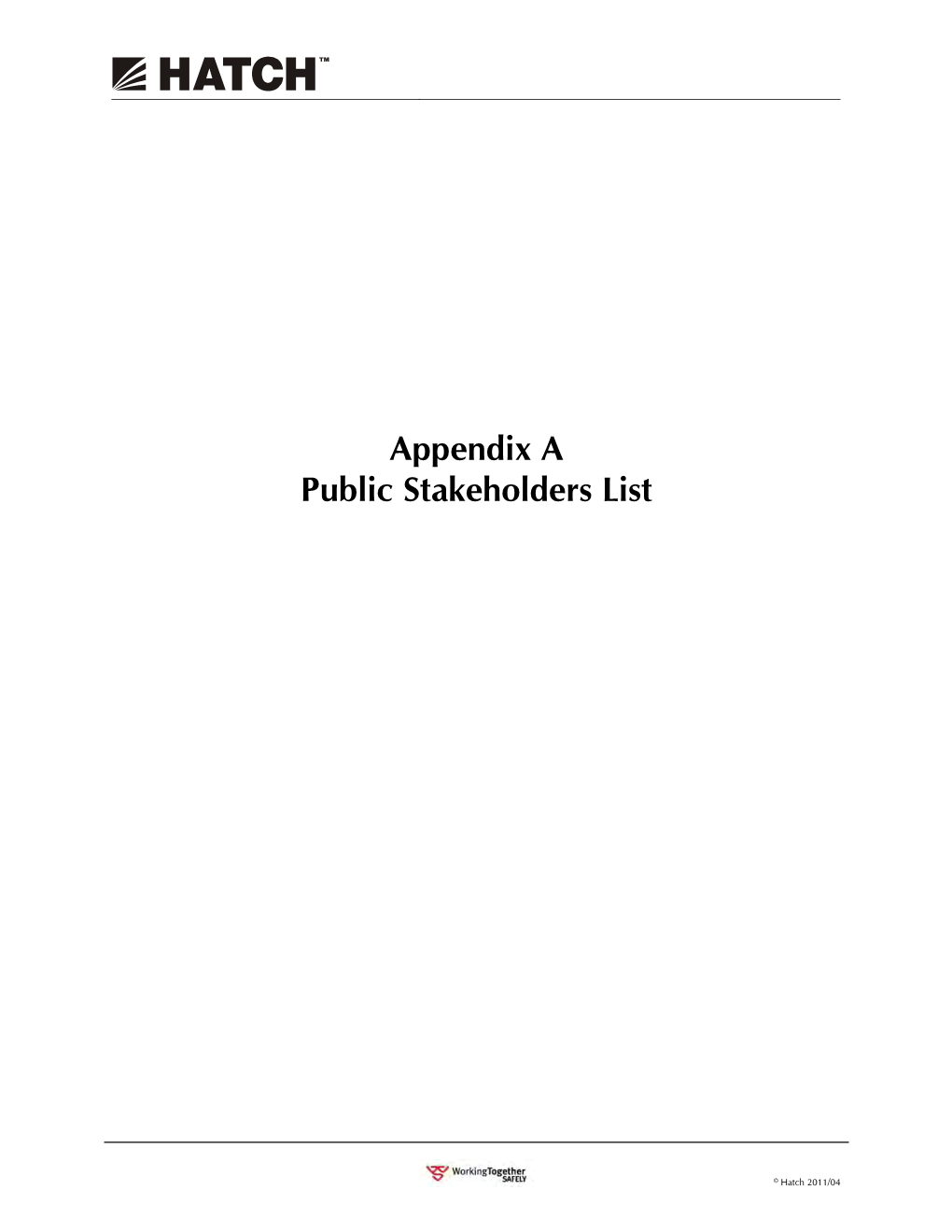 Appendix a Public Stakeholders List