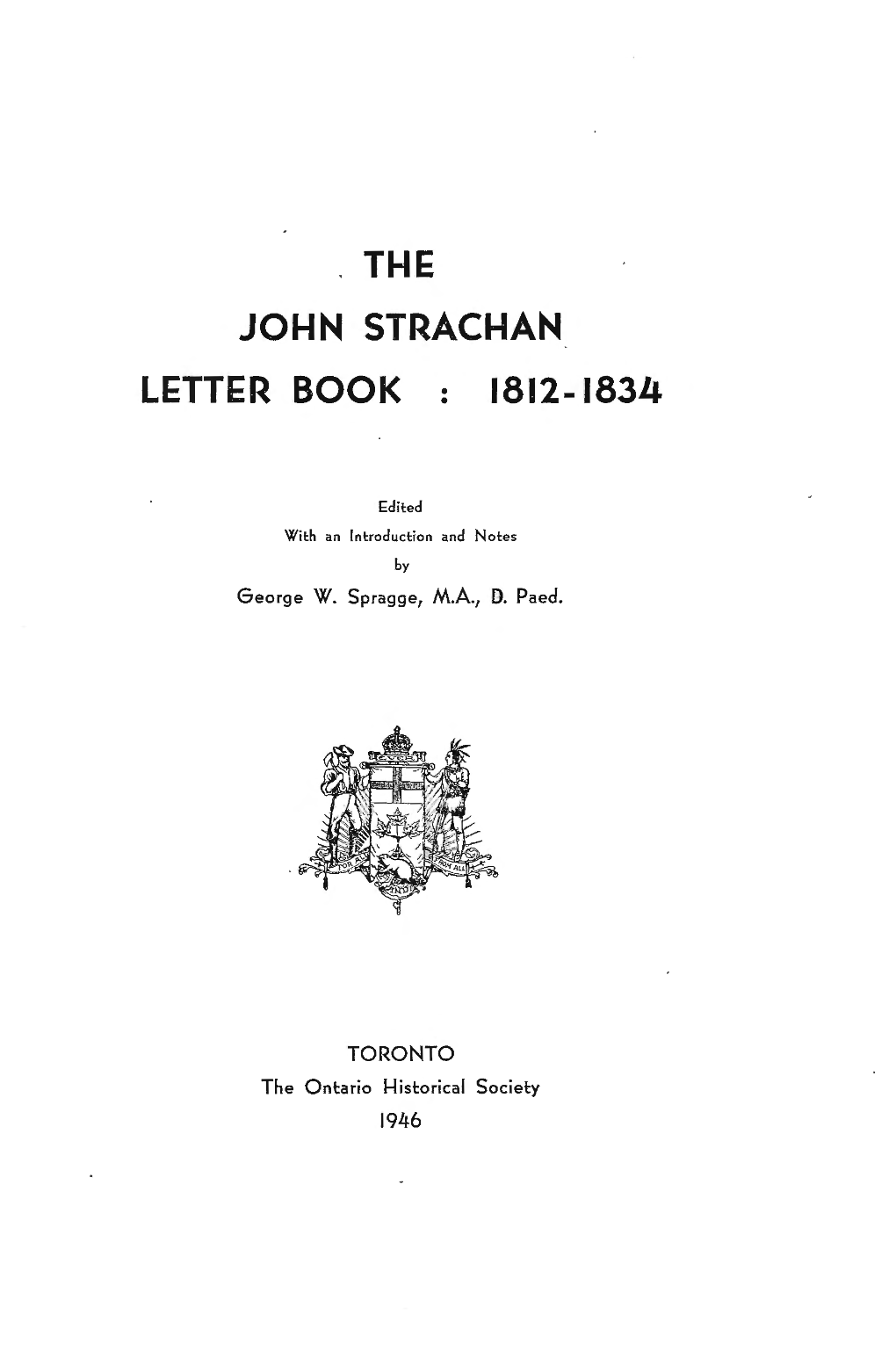 The John Strachan Letter Book 1812-1834