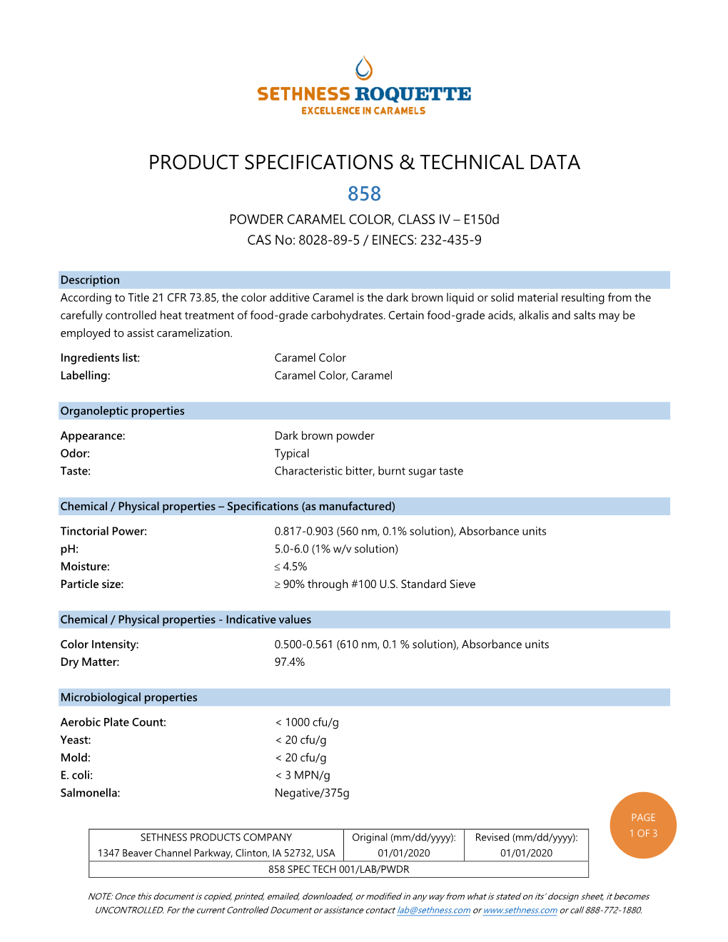 858 Spec Tech 001/Lab/Pwdr