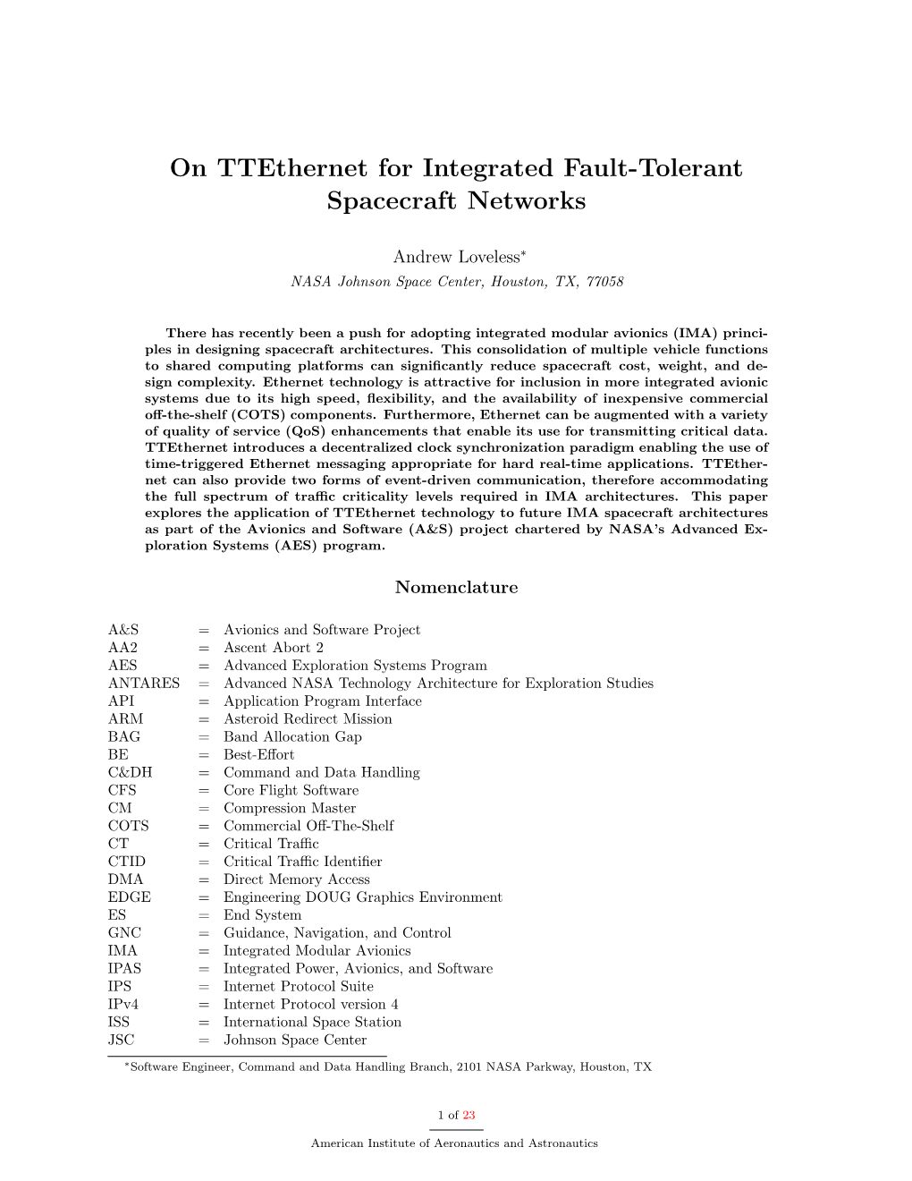 On Ttethernet for Integrated Fault-Tolerant Spacecraft Networks