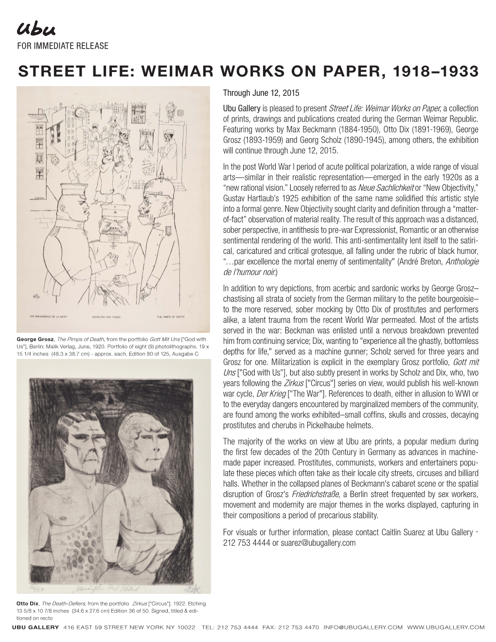 Street Life: Weimar Works on Paper, 1918–1933