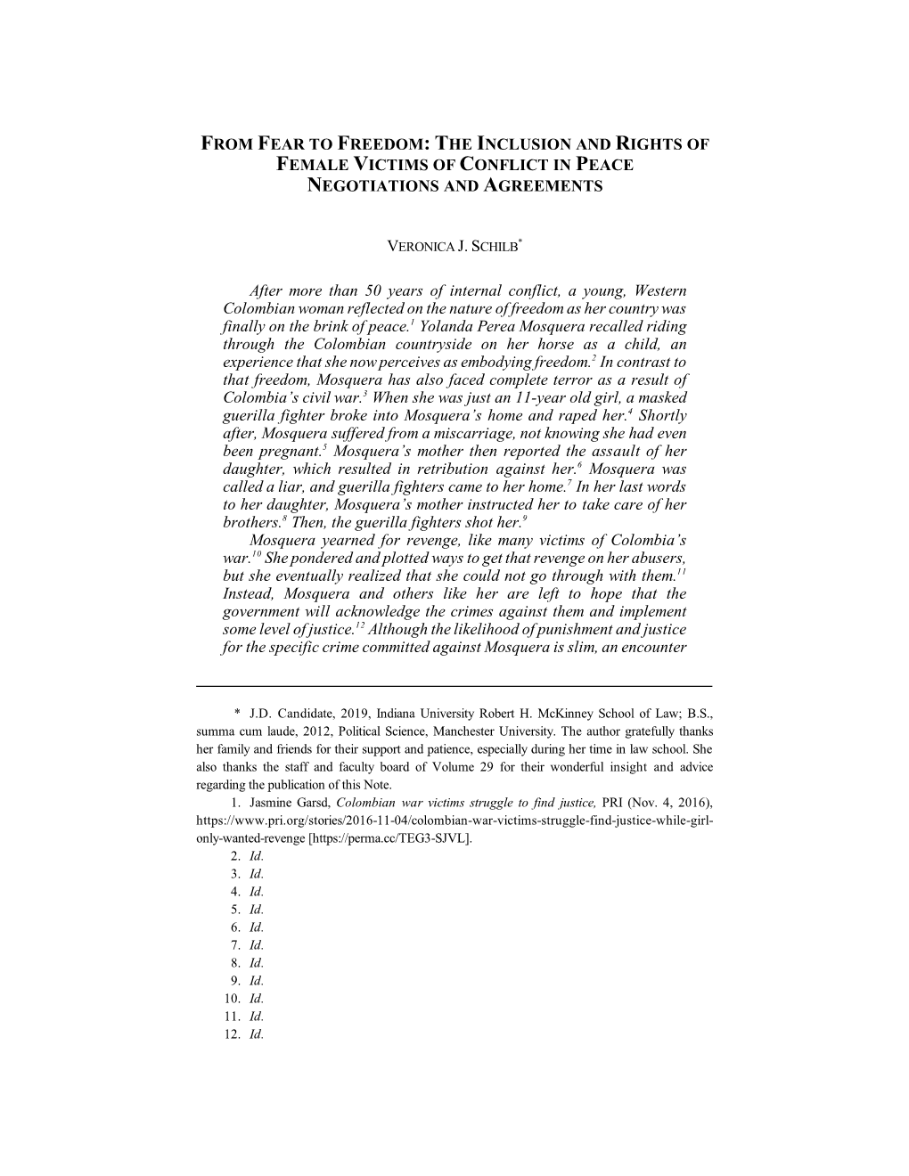 The Inclusion and Rights of Female Victims of Conflict in Peace Negotiations and Agreements