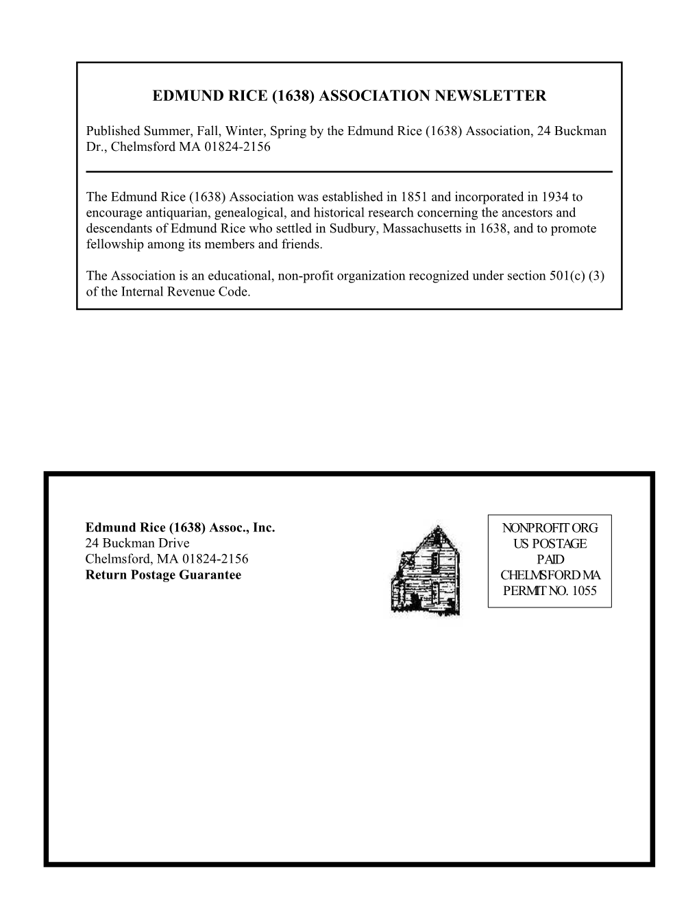 Edmund Rice (1638) Association Newsletter