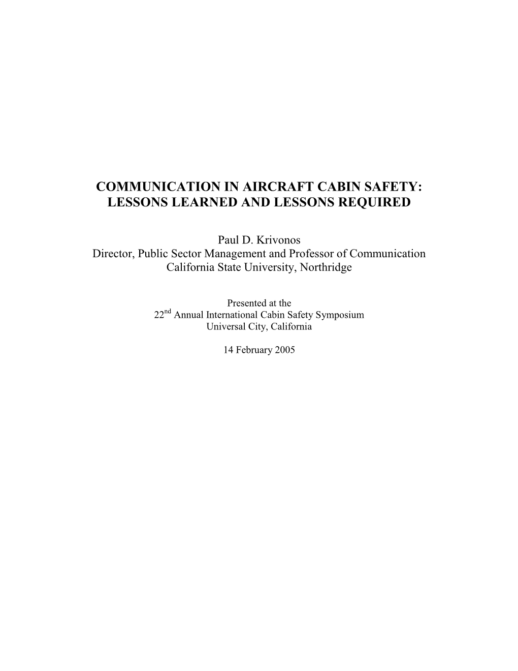 Communication in Cabin Safety