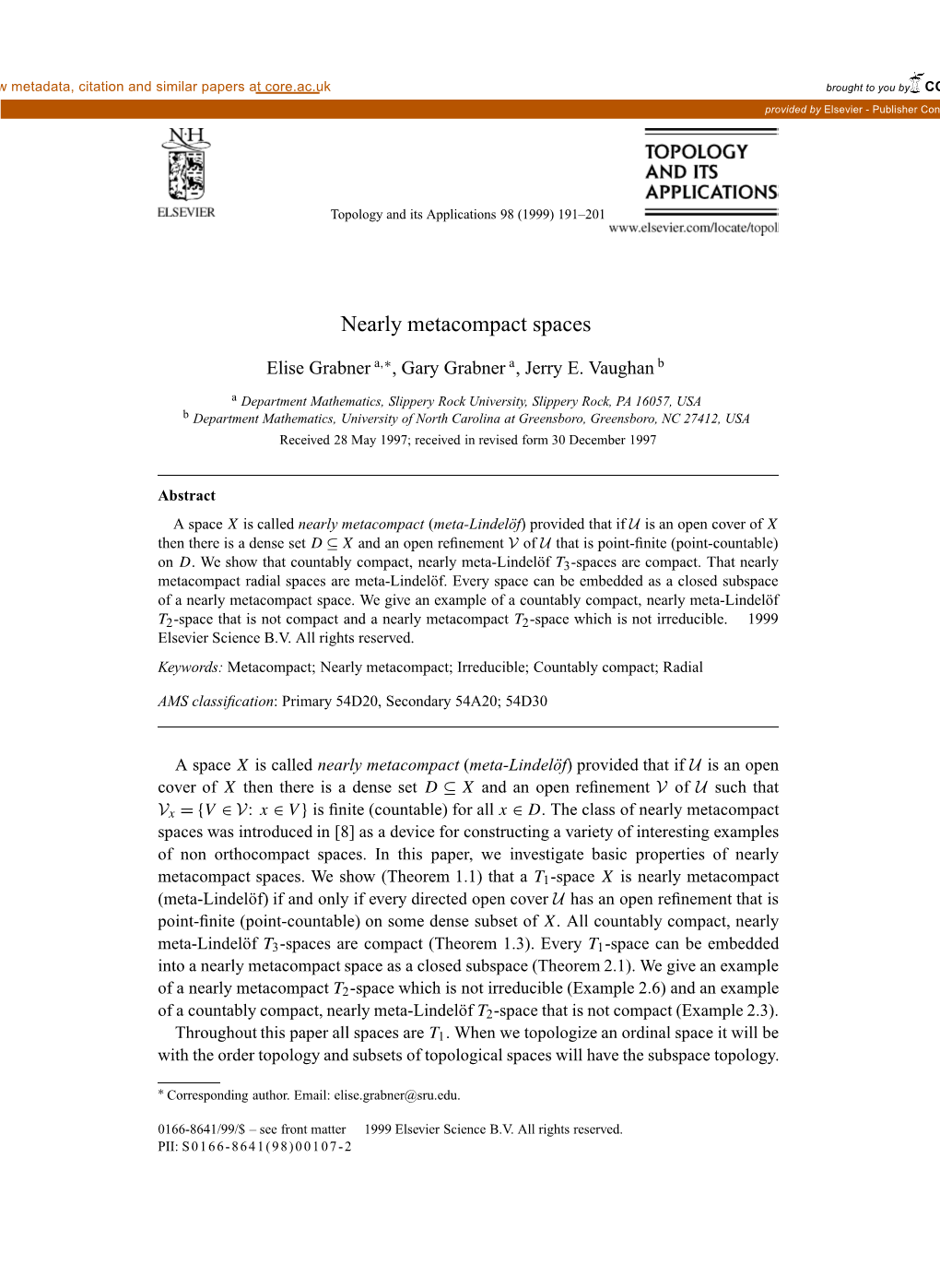 Nearly Metacompact Spaces