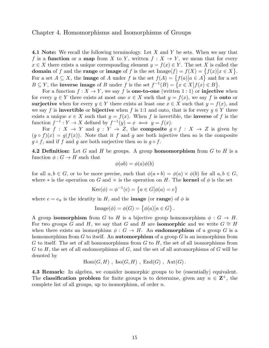 Chapter 4. Homomorphisms and Isomorphisms of Groups