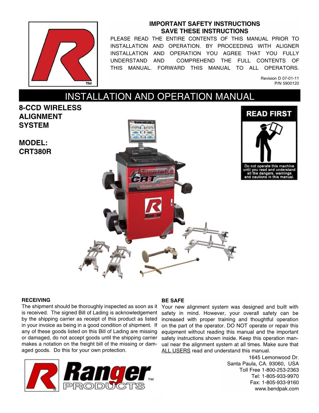 Installation and Operation Manual 8-Ccd Wireless Alignment System