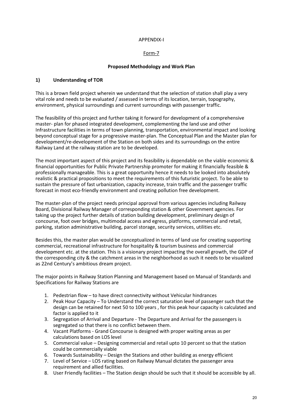 APPENDIX-I Proposed Methodology and Work Plan Form-7 1