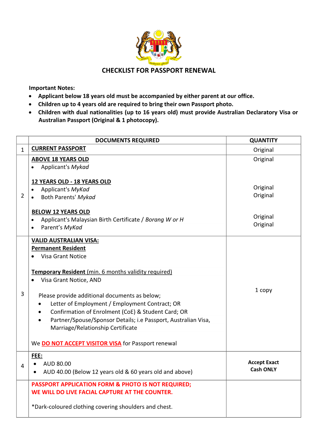 Checklist for Passport Renewal