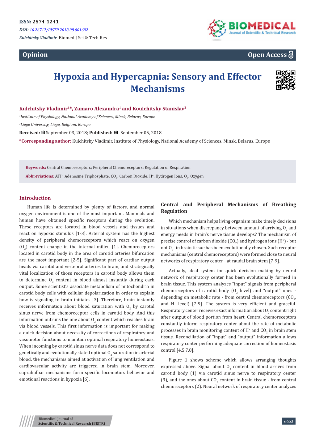 Hypoxia and Hypercapnia: Sensory and Effector Mechanisms