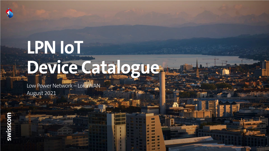 LPN Iot Device Catalogue Low Power Network – Lorawan August 2021 Introduction