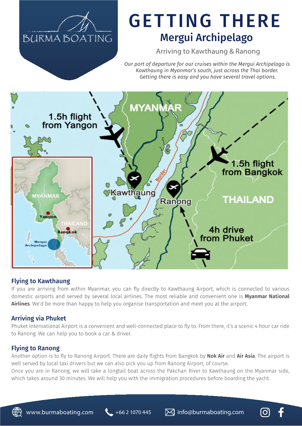 GETTING THERE Mergui Archipelago Arriving to Kawthaung & Ranong