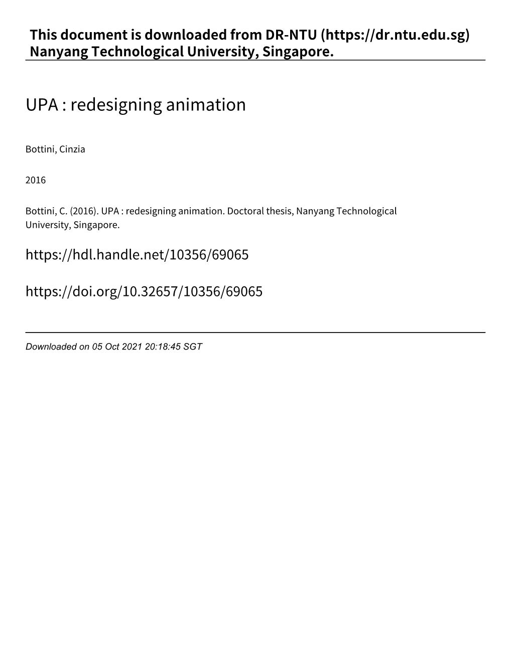 UPA : Redesigning Animation