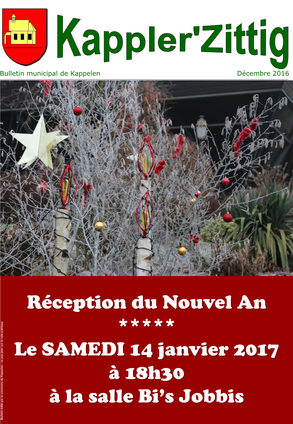 Réception Du Nouvel an ***** Le SAMEDI 14 Janvier 2017 À 18H30 À La Salle Bi's Jobbis