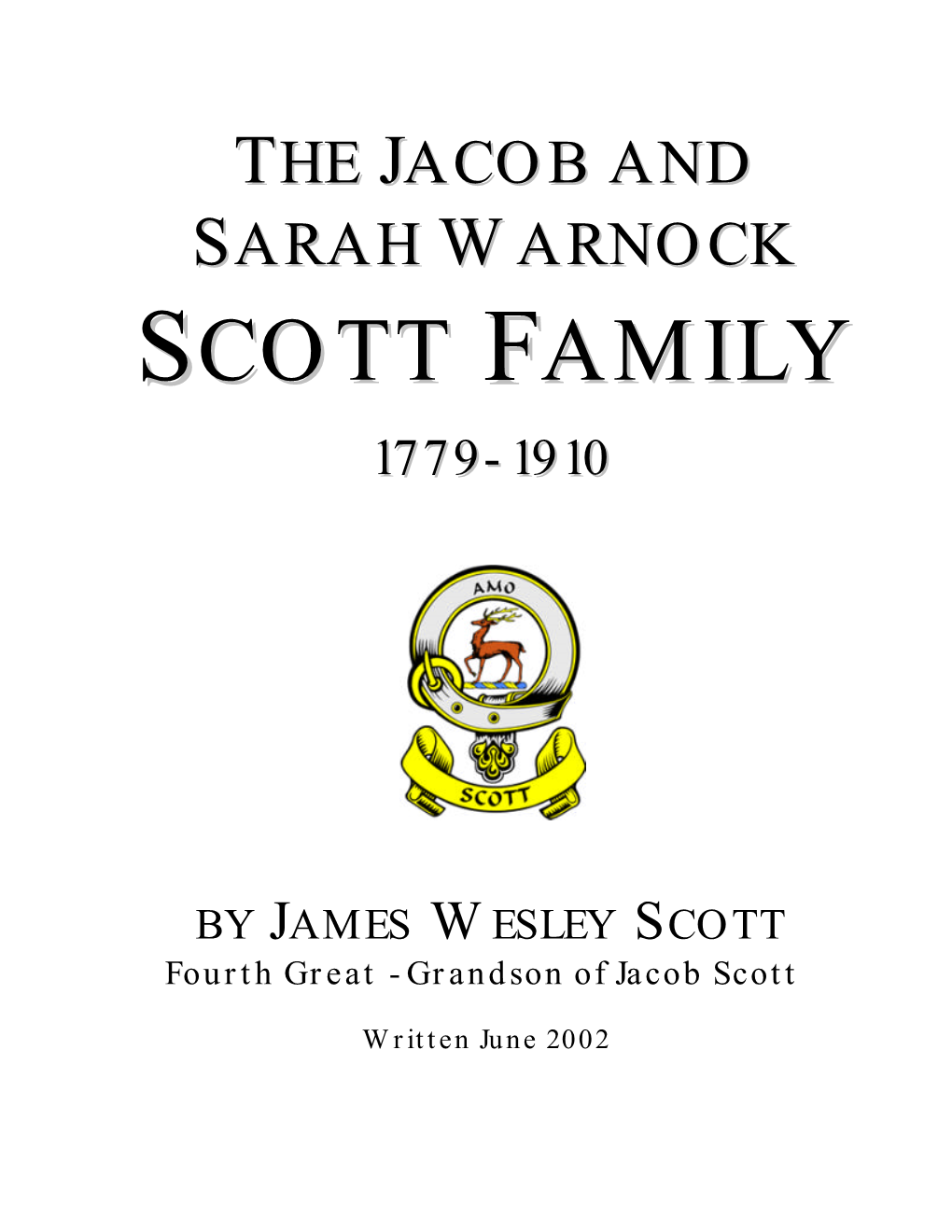 Jacob and Sarah Scott Family History