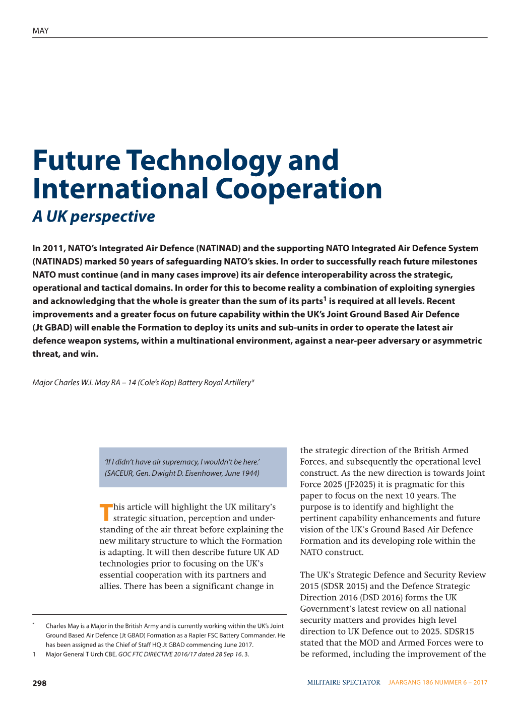 Future Technology and International Cooperation a UK Perspective