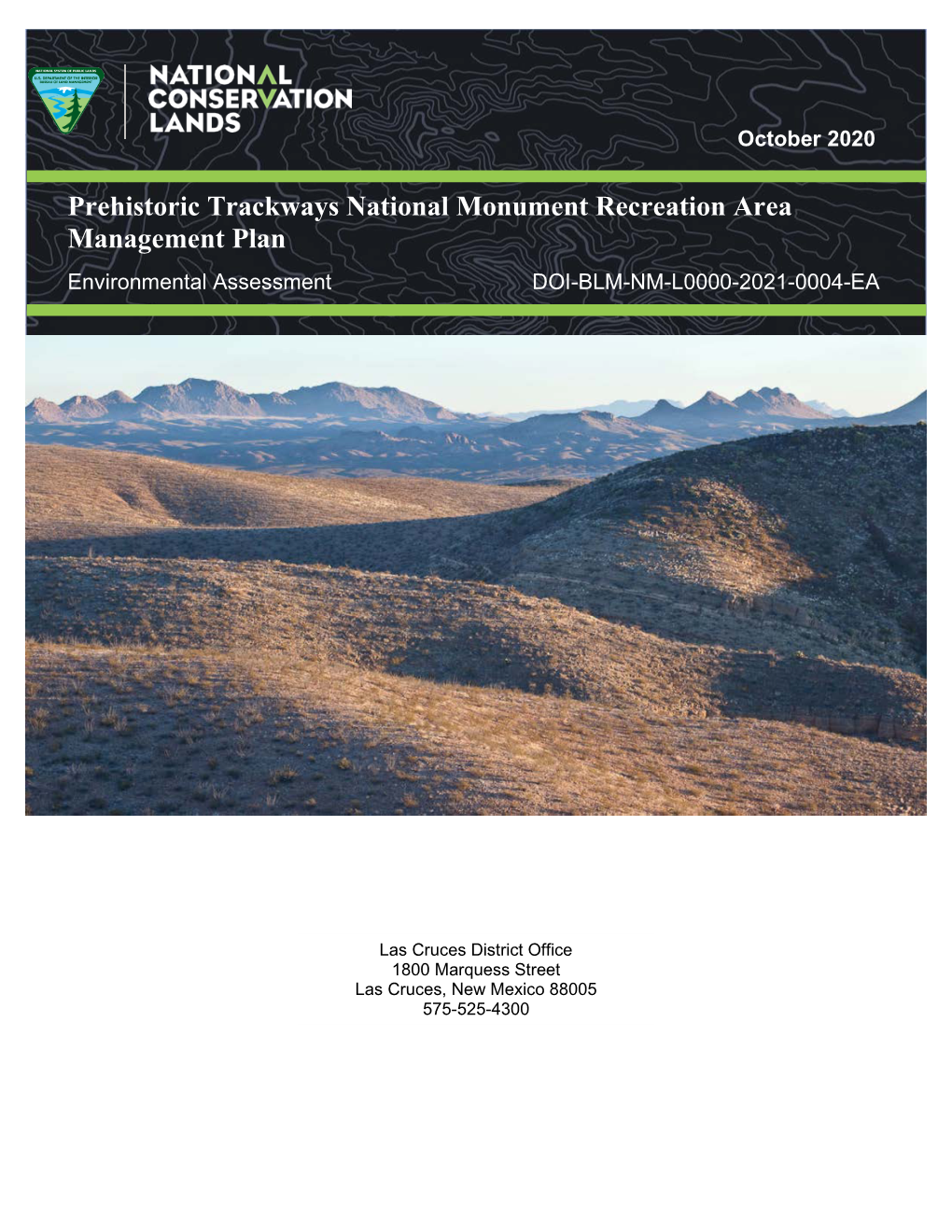 Prehistoric Trackways National Monument Recreation Area Management Plan