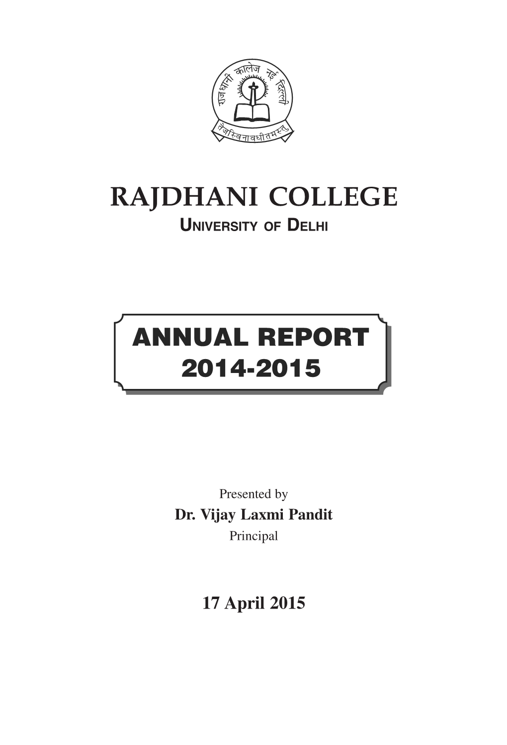 Annual Report Rajdhani College.Pmd