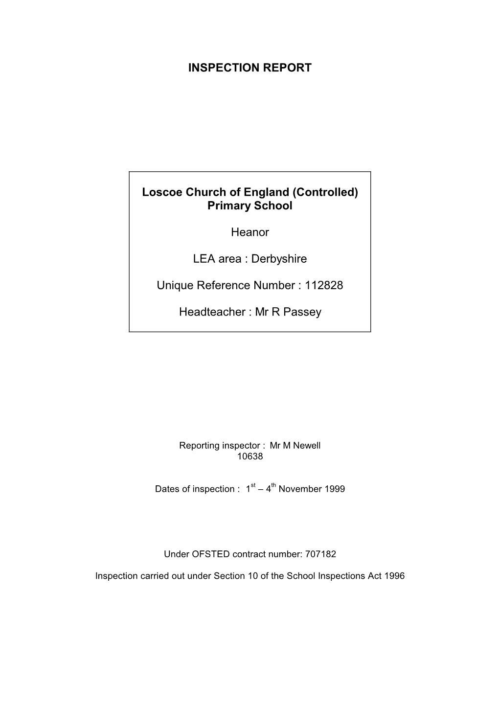 INSPECTION REPORT Loscoe Church of England (Controlled