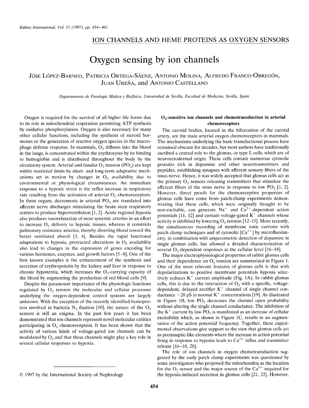 Oxygen Sensing by Ion Channels