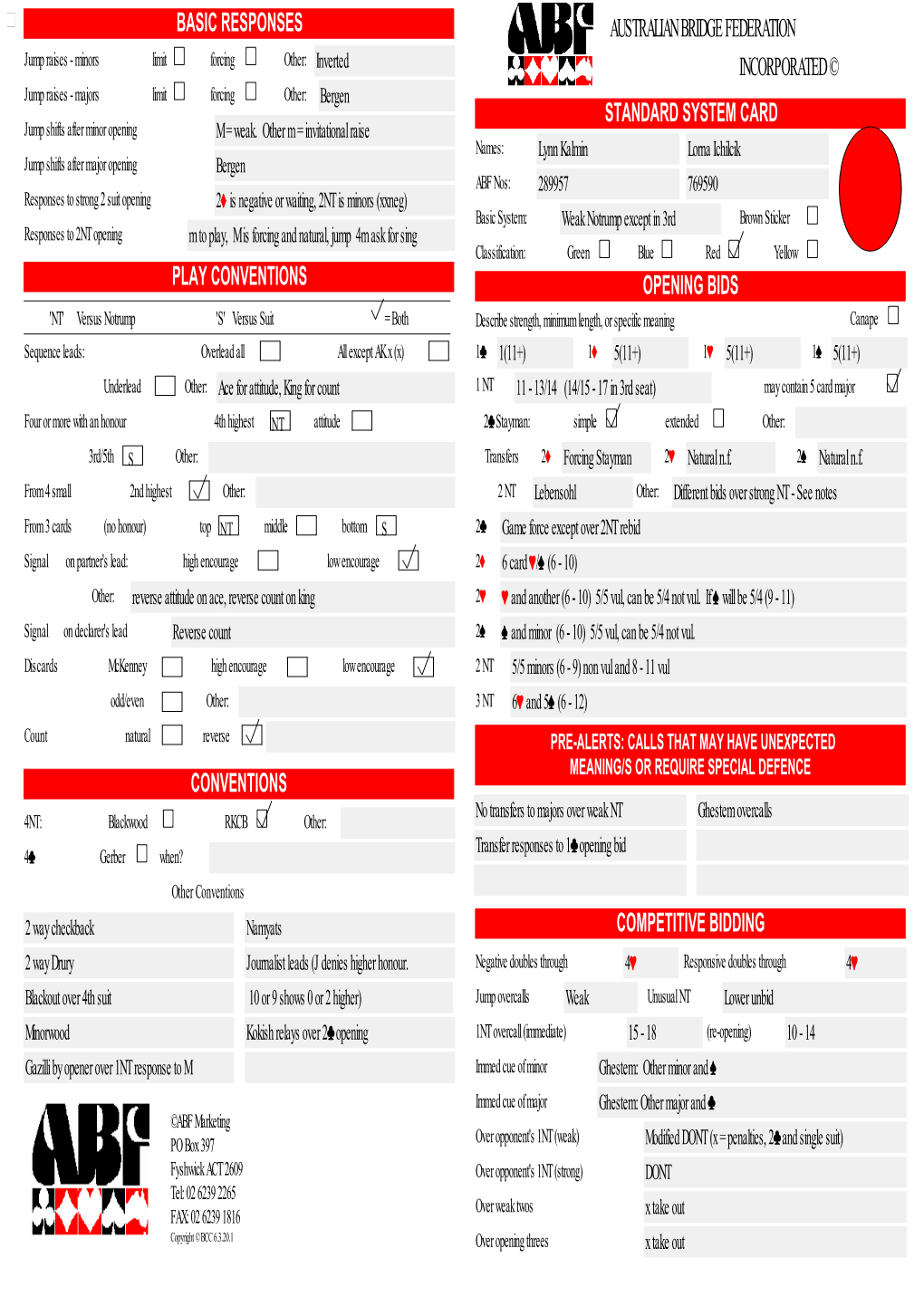 Convention Card Editor