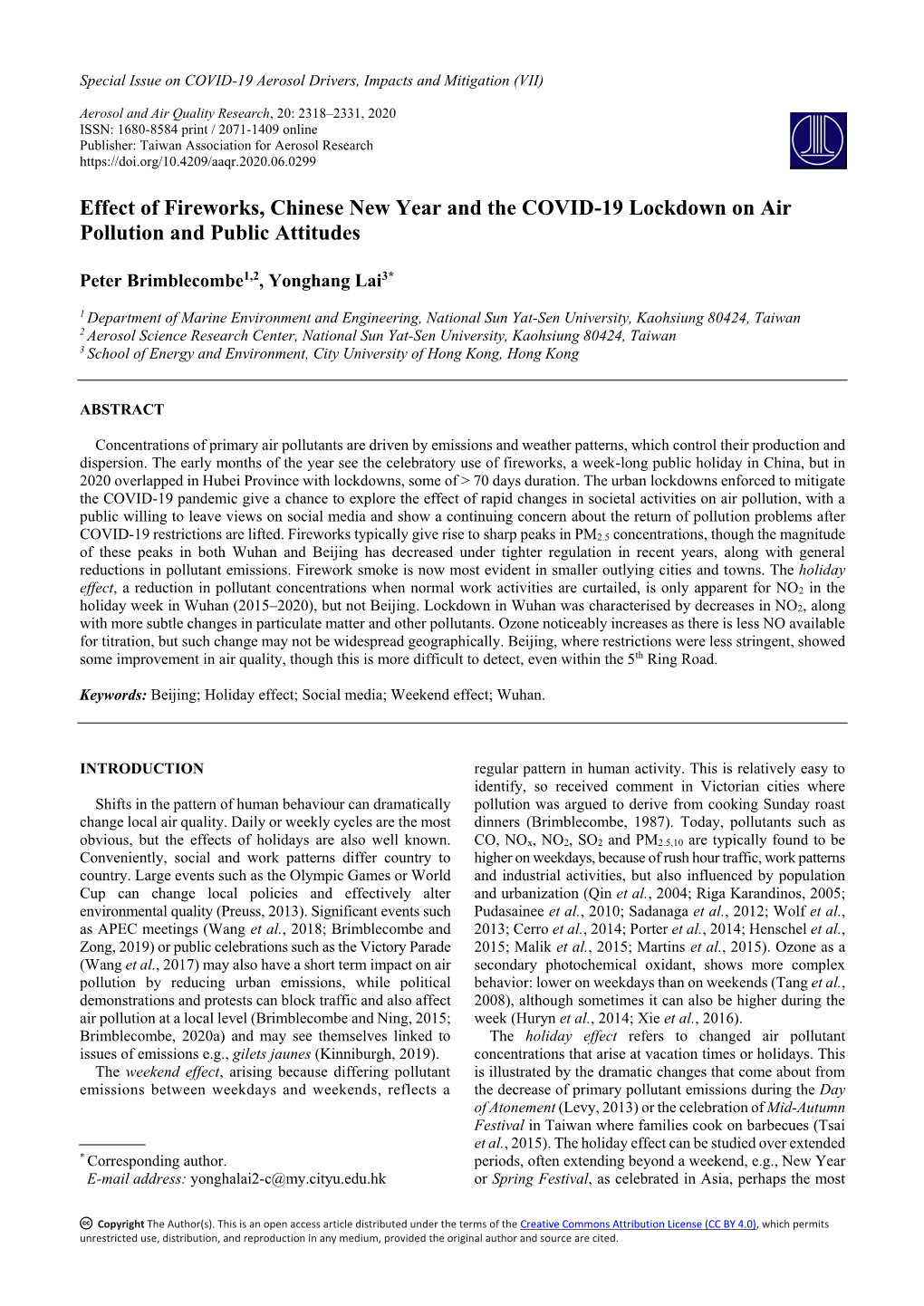 Effect of Fireworks, Chinese New Year and the COVID-19 Lockdown on Air Pollution and Public Attitudes