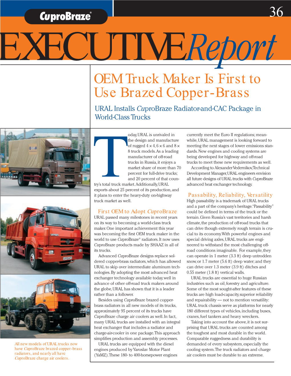 OEM Truck Maker Is First to Use Brazed Copper-Brass URAL Installs Cuprobraze Radiator-And-CAC Package in World-Class Trucks