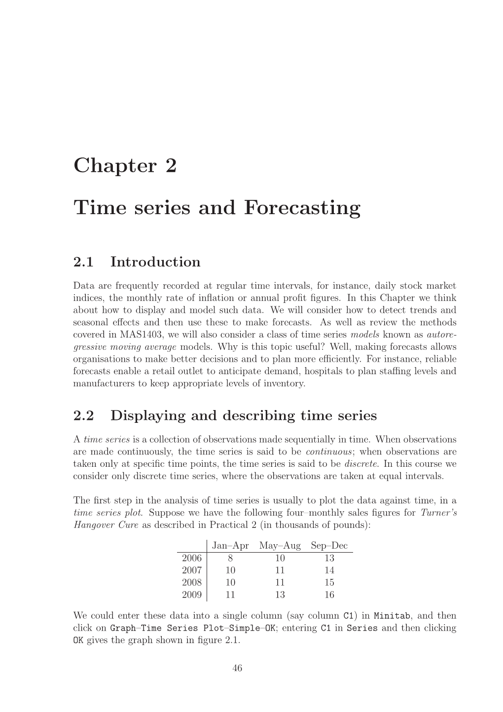 Chapter 2 Time Series and Forecasting