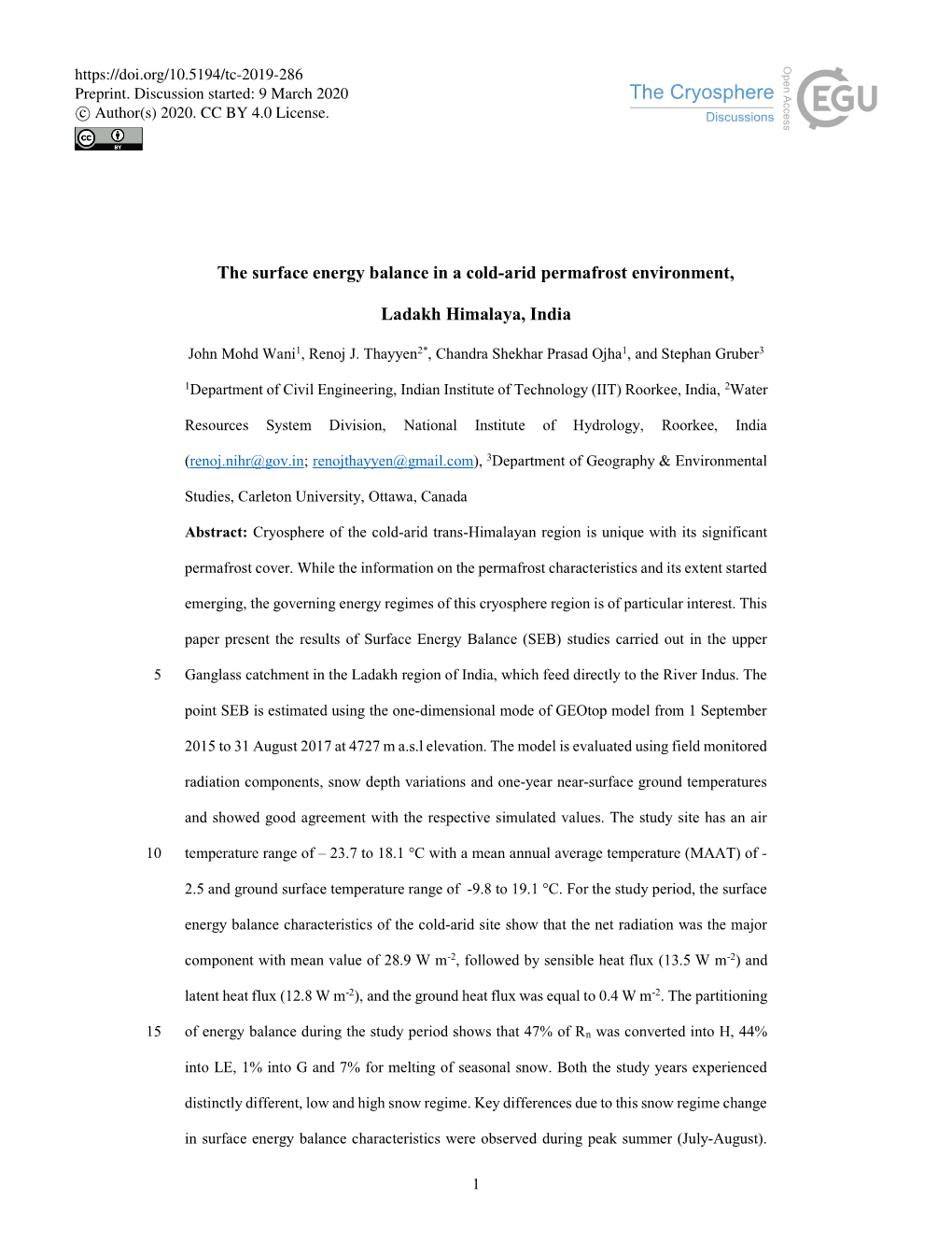 The Surface Energy Balance in a Cold-Arid Permafrost Environment