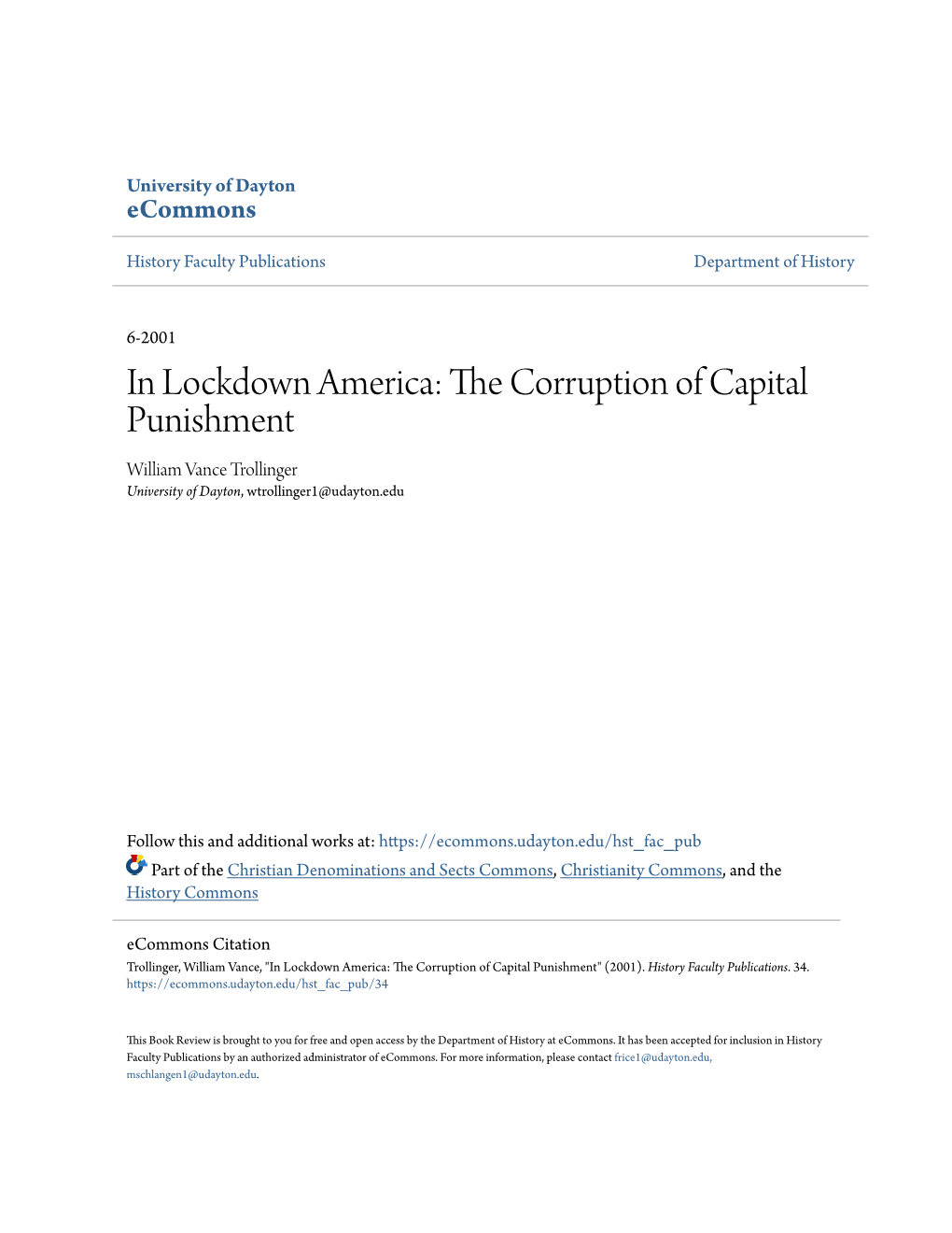 In Lockdown America: the Corruption of Capital Punishment