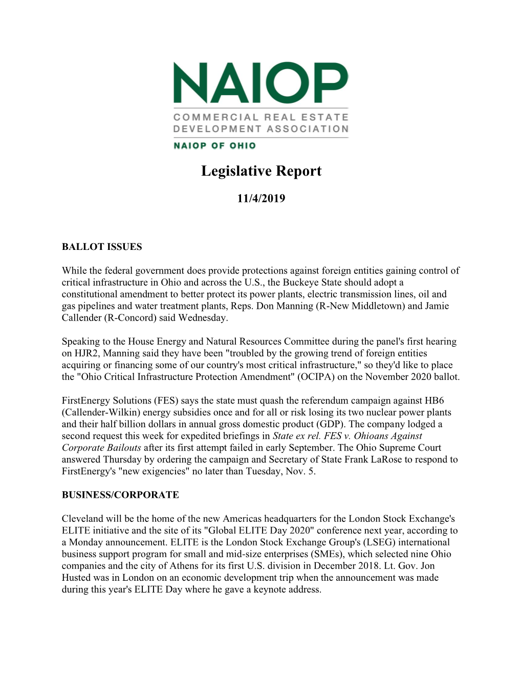 Legislative Report