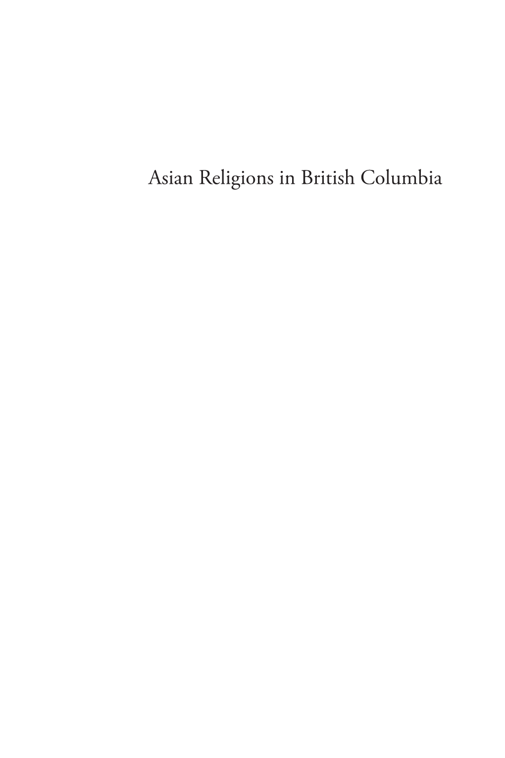 Asian Religions in British Columbia