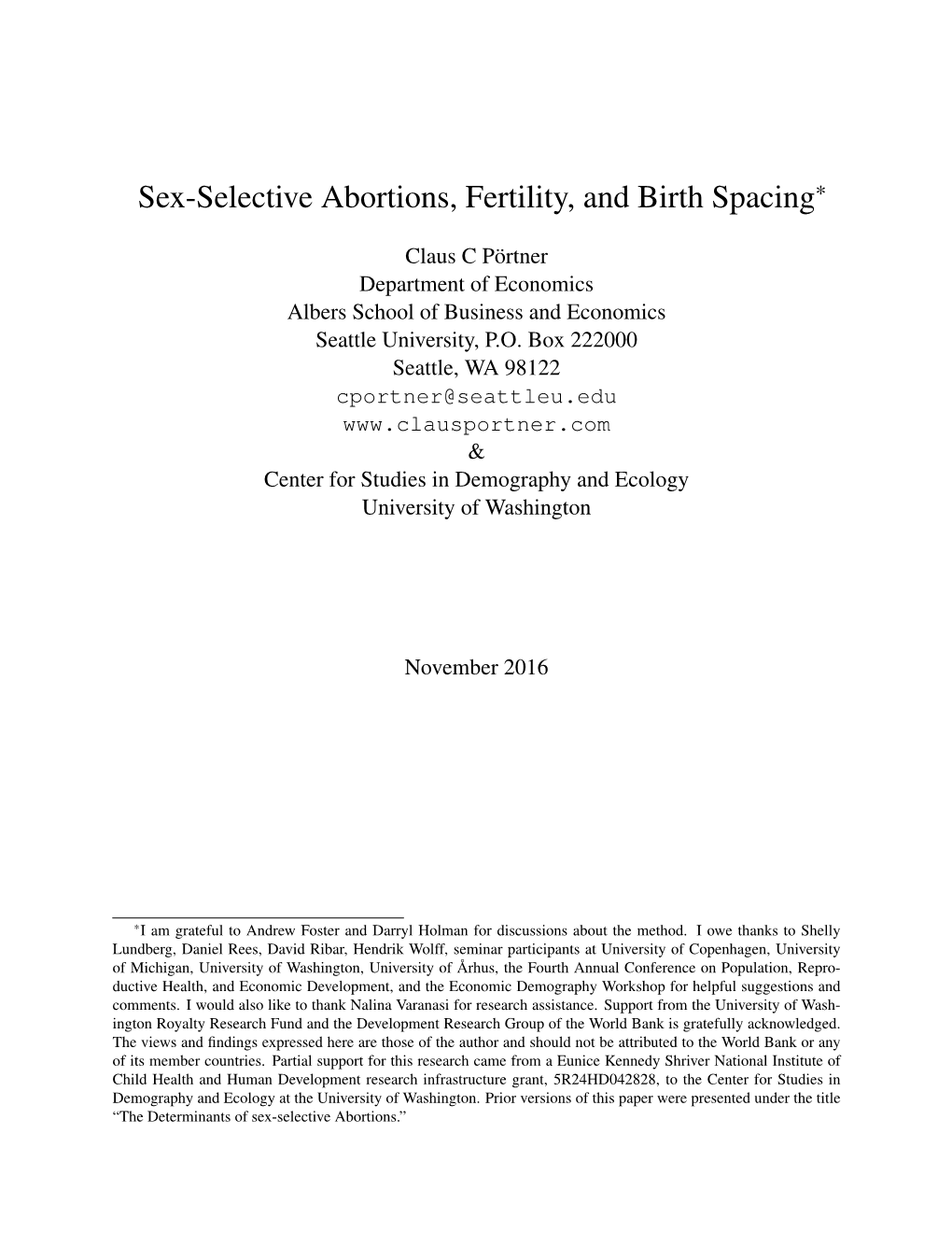 Sex-Selective Abortions, Fertility, and Birth Spacing*