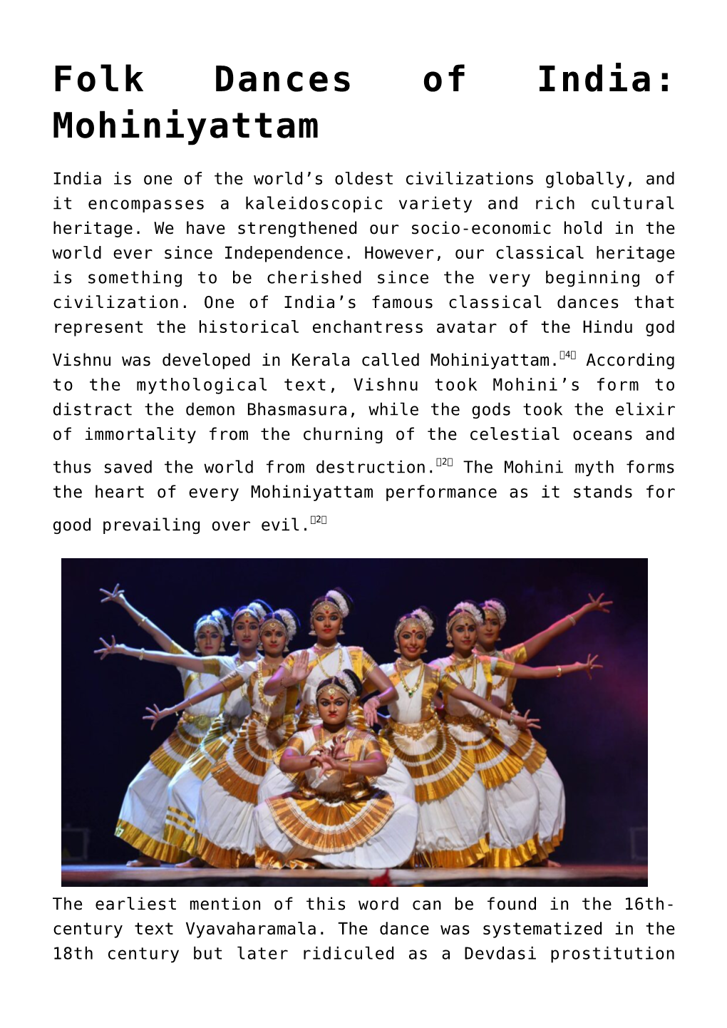 Folk Dances of India: Mohiniyattam