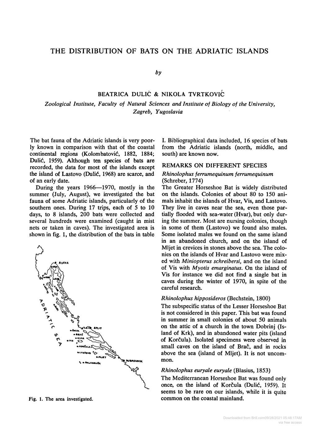 Downloaded from Brill.Com09/28/2021 05:48:17AM Via Free Access 18 PROCEEDINGS 2ND INTERNATIONAL BAT RESEARCH CONFERENCE