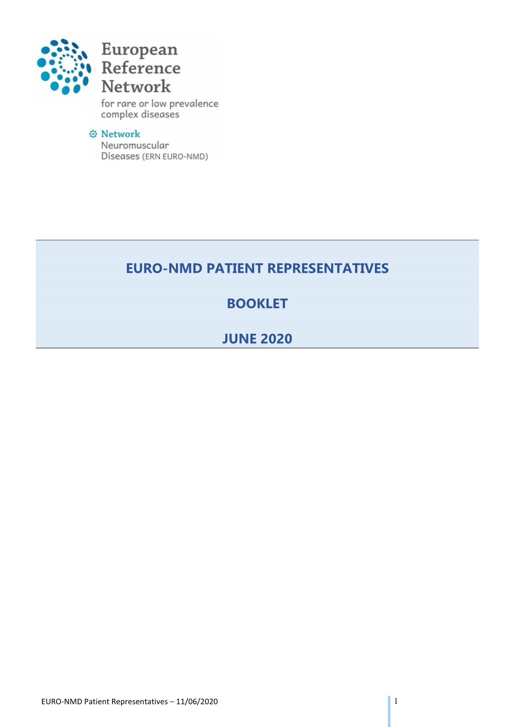 Euro-Nmd Patient Representatives Booklet