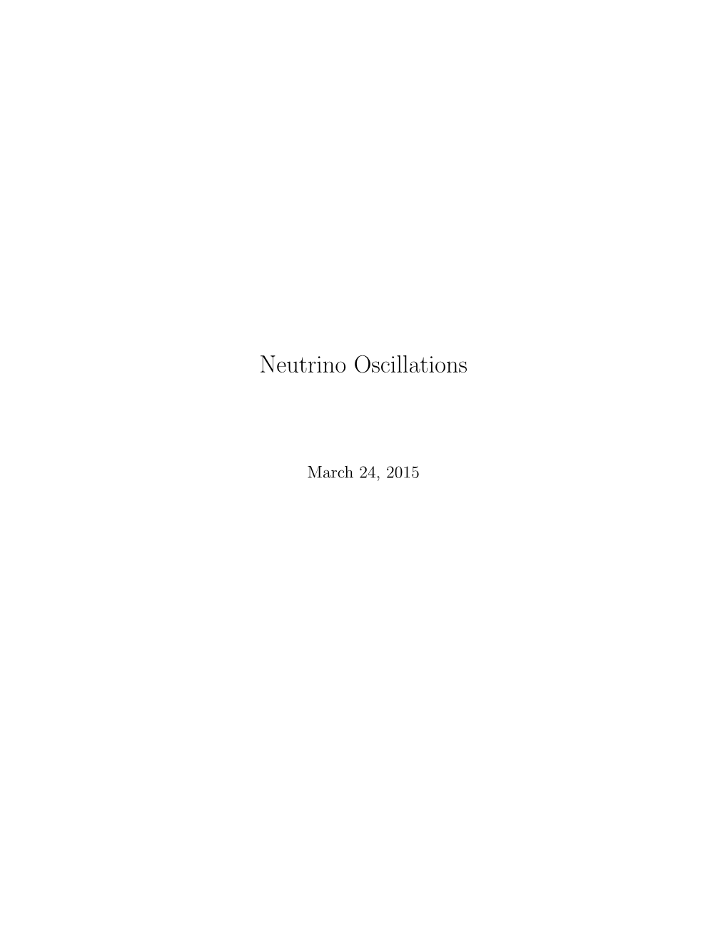 Neutrino Oscillations