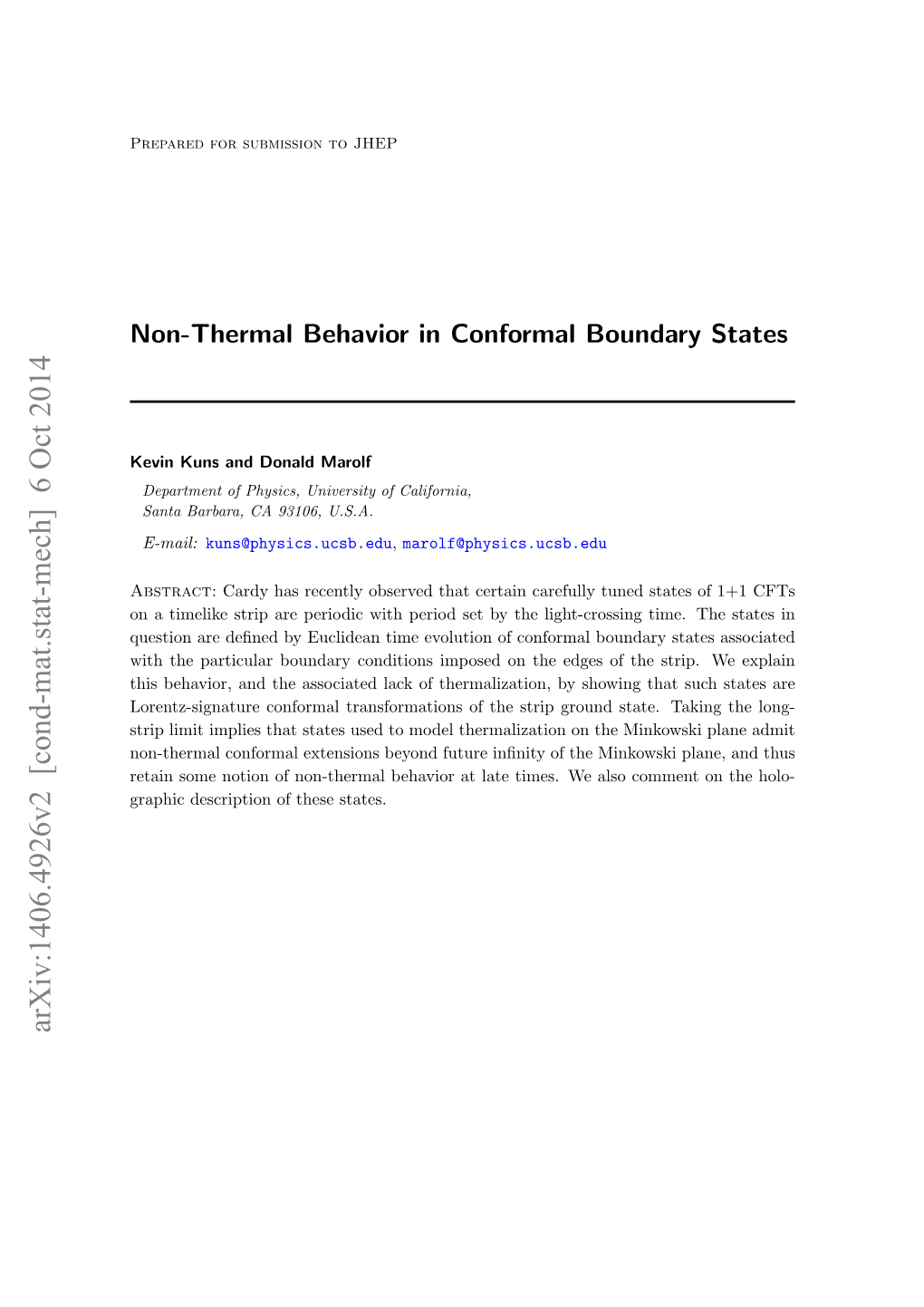Non-Thermal Behavior in Conformal Boundary States
