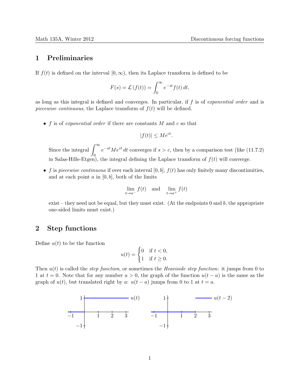 Discontinuous Forcing Functions